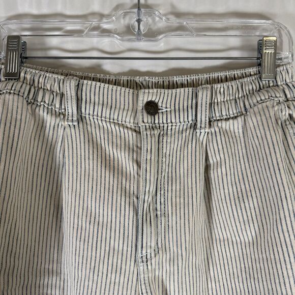 Aerie Chino Shorts Women's Small White Striped 7" Inseam Button Zip Cotton Blend - Picture 2 of 9